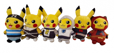 Jucarii din Plus - Mascote din Plus(3 ani +) - Set 6 Jucarii din plus Pokemon, cu Pikachu, 23–29 cm