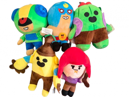 Jucarii din Plus - Mascote din Plus(3 ani +) - Set 5 Jucarii de Plus Stars Brawl – Personaje din Jocul Video Brawl Stars
