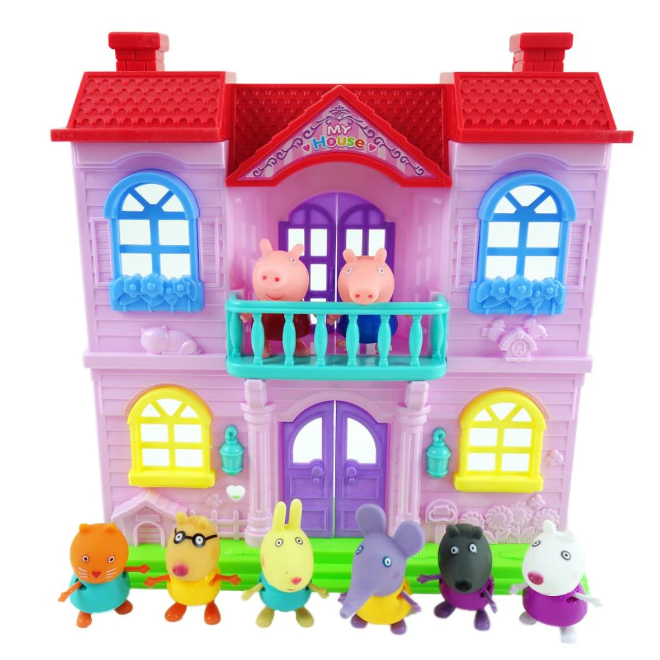 Jucarii desene animate( 3 ani +) - Set 8 Figurine Peppa Pig Casuta Beautiful Villa