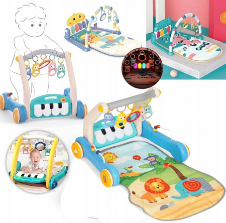 Set Antepremergator 2 in 1 Saltea Interactiva cu Pian si Zornaitoare  Albastru [1]