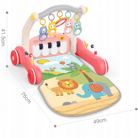Set Antepremergator 2 in 1 Saltea Interactiva cu Pian si Zornaitoare Roz [2]