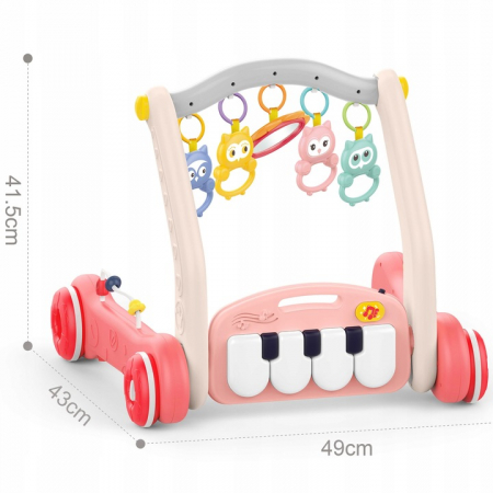 Set Antepremergator 2 in 1 Saltea Interactiva cu Pian si Zornaitoare Roz [1]