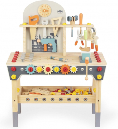 Jucarii din lemn si Montessori - Set banc de scule din lemn pentru copii 51 piese – Jucarie educativa Montessori STEM