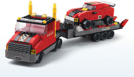 Set Blocuri Constructie Camion Transport cu Masini de Curse – 1000 Piese [1]