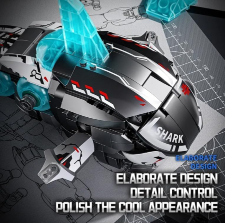 Set Blocuri de Constructie Robot Dark Tsunami – Mecha Transformabil Rechin 688 piese [5]
