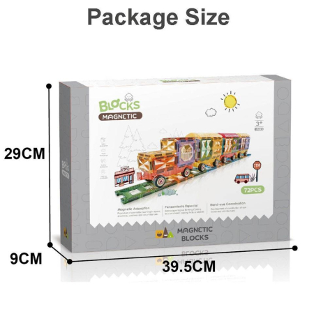 Set Blocuri Magnetice 3D STEM 72 Piese, Autobuz DIY [2]