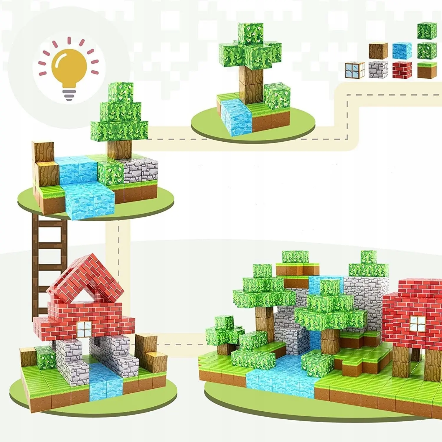 Set Blocuri Magnetice tip Minecraft – Build World, 178 piese, jucarie educativa STEM [4]