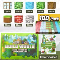 Jucarii Copii - Set Blocuri Magnetice de Constructie tip Minecraft – Build World, 100 piese, jucarie educativa STEM