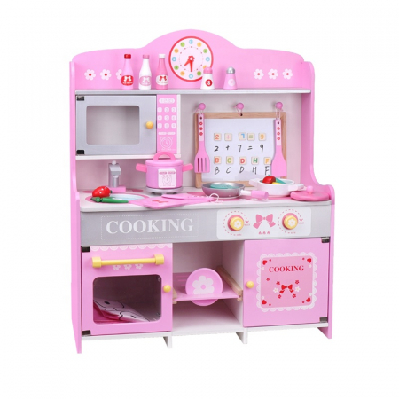 Jucarii Copii - Bucatarie copii din lemn Pink cu accesorii