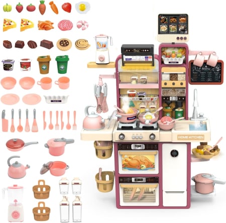 Jucarii - Set Bucatarie Interactiva pentru Copii cu Lumina, Sunet, Apa, Abur si Accesorii