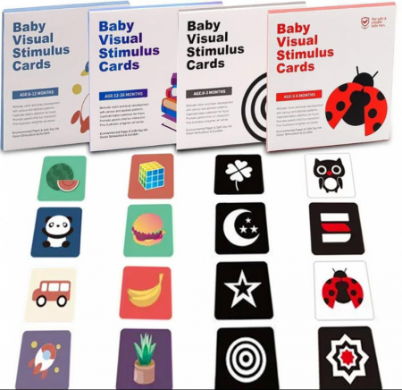 Jocuri educative (3 ani +) - Set Carduri Stimulare Vizuale Bebelusi Alb Negru Color
