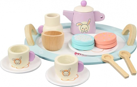 Jucarii din lemn si Montessori - Set Ceainic de jucarie tip Montessori Albastru