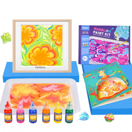 Jocuri educative (3 ani +) - Kit Creativ Desen cu Vopsea Hidrografica Marbeling Paint Mideer