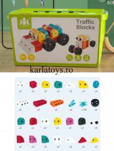 Jucarii Copii - Set Joc de construit Animale Traffic Dinosaur Blocks