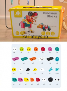 Jucarii Copii - Set Joc de construit Animale Traffic Dinosaur Blocks