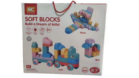 Jocuri creative (3 ani +) - Set Cuburi Moi de Contruit tip Lego Dulpo Soft Blocks 101 Piese