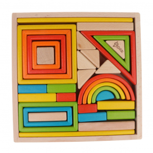 Cuburi  Lemn Stivuire Curcubeu - Set Cuburi Montessori Rainbow [7]