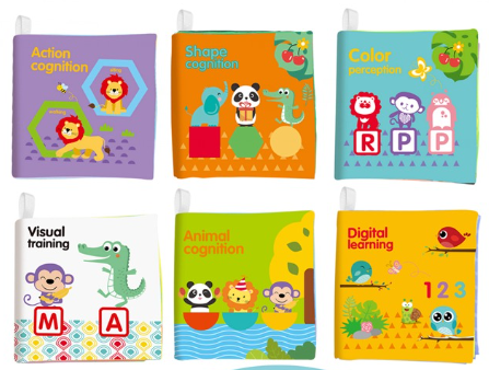 Jucarii - Set 6 carti senzoriale pentru bebelusi colorate, Soft Book