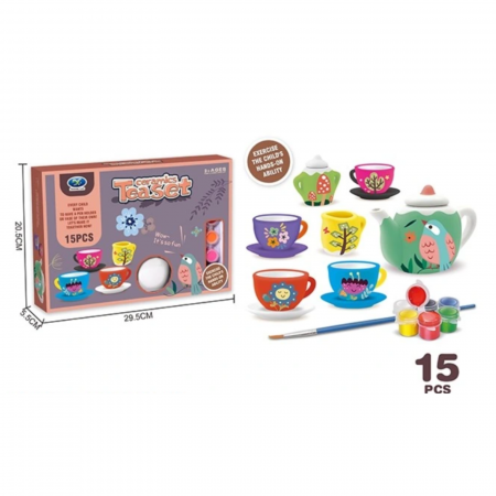 Jocuri creative (3 ani +) - Set de Ceramica cu pictura manuala model floral