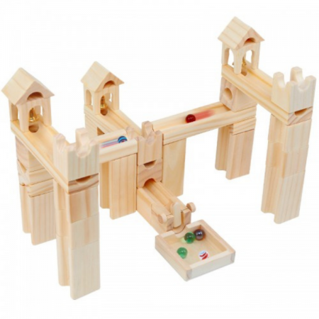 Set din Lemn Marble Run Circuit Pista cu Bile 80 Piese [1]