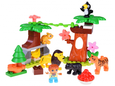 Set de Constructie Jungla Aventura – 41 Piese, Animale Exotice & Habitat Tropical [1]