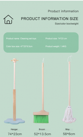 Set de curateni din lemn pentru copii Pink set [8]