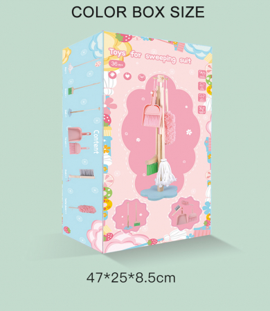 Bucatarii  de Jucarie(3 Ani+) - Set de curateni din lemn pentru copii Pink set