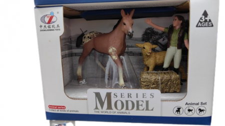 Jocuri educative (3 ani +) - Set de figurine Ferma- fermierul, manzul si mielul