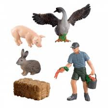 Jocuri educative (3 ani +) - Set de figurine Ferma- fermierul si animalele domestice