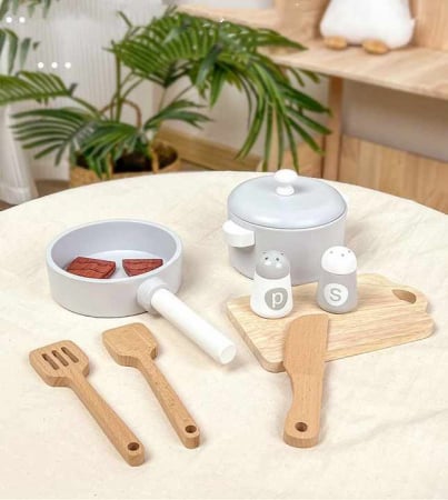 Set de Joaca Bucatarie pentru Copii – Jucarii din Lemn cu Oale si Accesorii [5]