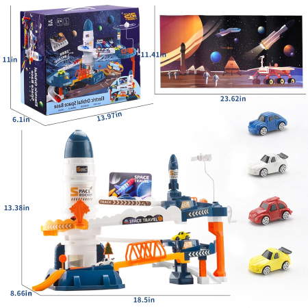 Set de joaca Electric Orbital Space Base cu pista de curse si baza spatiala [8]