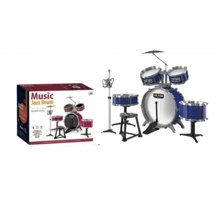 Jucarii muzicale - Set de 5 tobe albastre de jucarie cu scaun