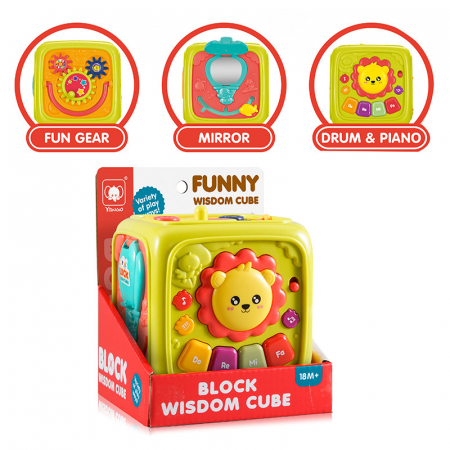 Jucarii Senzoriale - Cub cu ACtivitatii si sunete Bebelusi Block Widom Cube