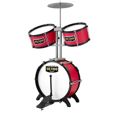 Jucarii - Set Tobe Jazz Mare pentru Copii – 3 Tobe, Chimval, Pedala