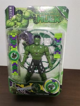 Figurine Desene Animate( 3 ani +) - Set Figurina cu Ceas Hulk, Ion Man, Spider-Man si Superman