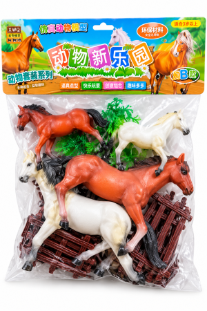 Papusi, Casute si Seturi de Infrumusetare (3 Ani+) - Set 4 Figurine Cai cu Gard pentru Copii 3+ | Karla Toys