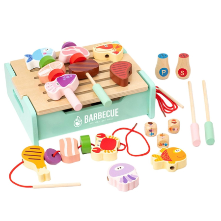 Jucarii din Lemn & Montessori - Set Gratar Jucarie Lemn Verde