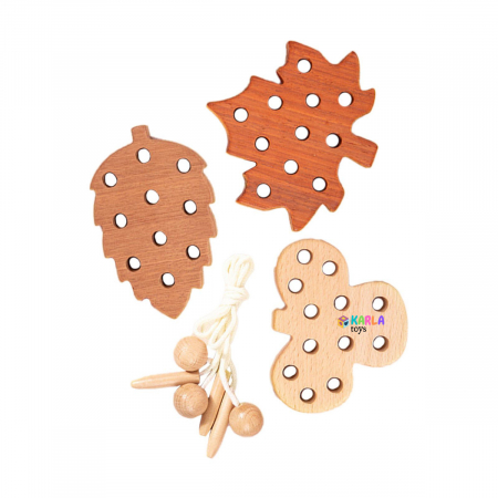 Set scule - Truse doctor copii ( 3 ani +) - Set Joc din Lemn Montessori de Snuruit Natur Frunze Luna Stea Nor