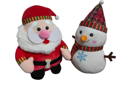 Jucarii din Plus - Mascote din Plus(3 ani +) - Set Jucarii din Plus Mos Craciun si Omul de Zapada – 32 cm