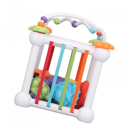 Jucarii - Set Jucarii Senzoriale pentru Bebelusi cu Franghii Elastice si Sortator de Forme