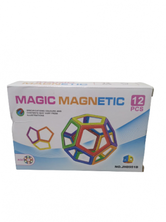 Jocuri creative (3 ani +) - Set Magnetic Constructie 3D STEM Magic Magnetic 12 piese
