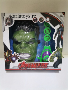 Set Masca si lansator discuri cu lumina Hulk Spiderman Iron Man [1]
