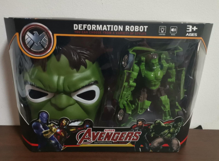 Masinute si Trenulete (3 ani+) - Set Masca si lansator discuri cu lumina Hulk Spiderman Iron Man