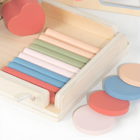 Set Montessori Lemn 4 in 1 Sortare Forme Culori Pegs Cuburi Copii [1]