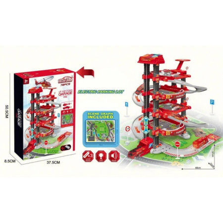 Set Parcare Pompieri Etajata cu Covor de Joaca Lift Interactiv, Lumini si Sunete [1]