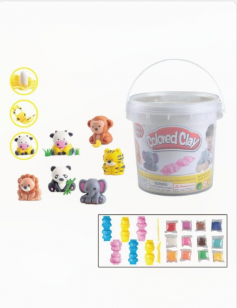Jucarii Copii - Set Plastilina Colored Clay - 12 Culori si 6 Forme