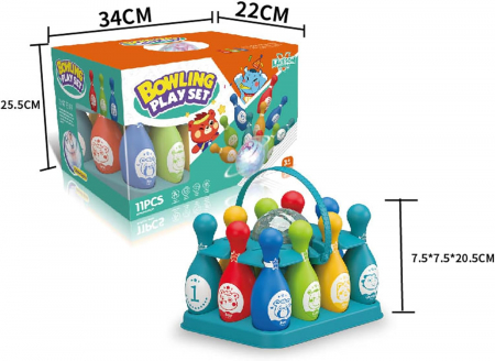 Set Bowling pentru Copii – 10 Popice Numerotate  Minge cu Lumina [2]
