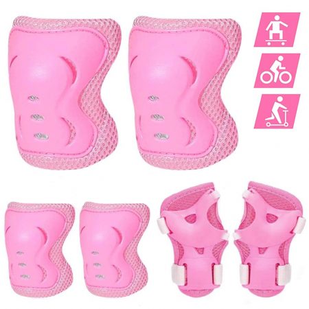 Role si echipament protectie role - Set Protectii Role Skateboard Roz - Coate, Genunchi, Palme