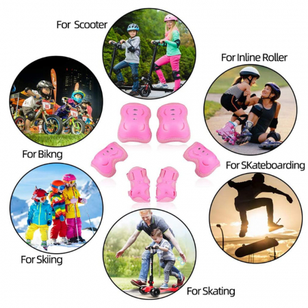 Set Protectii Role Skateboard Roz - Coate, Genunchi, Palme [2]