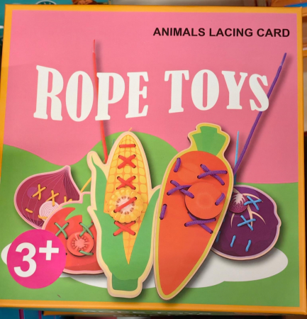 Jucarii Copii - Set Puzzzle Lemn Montessori Potrivire si Insiruire Rope Toys